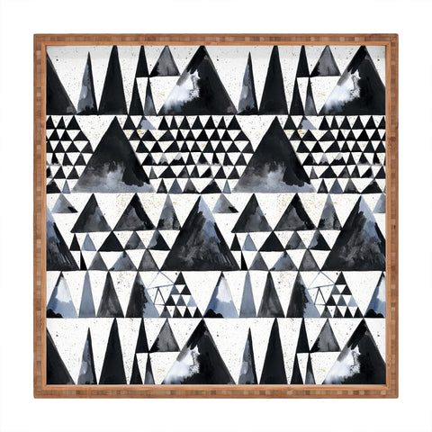 Ninola Design Japandi Geometric Triangles Square Tray