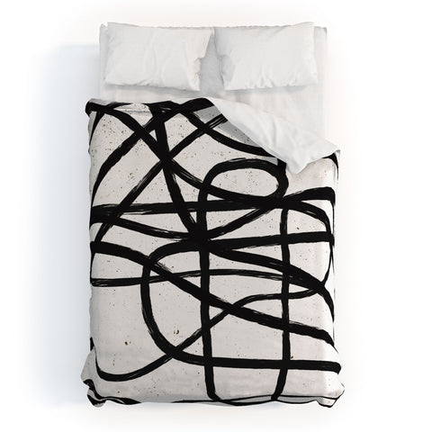 Ninola Design Japandi Minimal Black Marker Duvet Cover