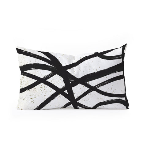 Ninola Design Japandi Minimal Black Marker Oblong Throw Pillow
