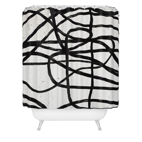 Ninola Design Japandi Minimal Black Marker Shower Curtain