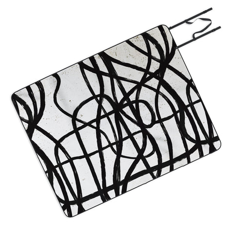 Ninola Design Japandi Minimal Black Marker Picnic Blanket