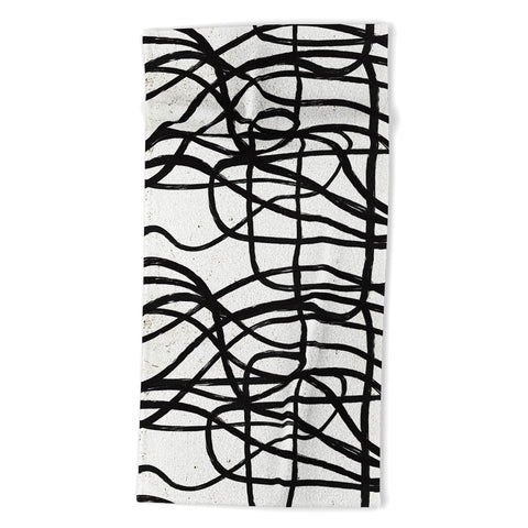 Ninola Design Japandi Minimal Black Marker Beach Towel