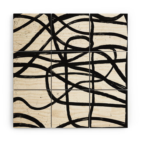 Ninola Design Japandi Minimal Black Marker Wood Wall Mural