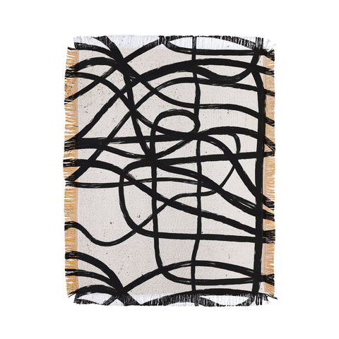 Ninola Design Japandi Minimal Black Marker Throw Blanket