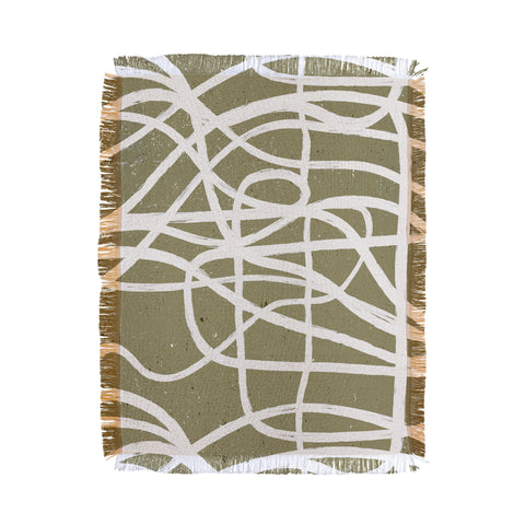 Ninola Design Japandi Minimal Marker Beige Throw Blanket