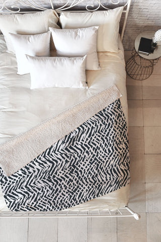 Ninola Design Japandi Texture Marks Fleece Throw Blanket