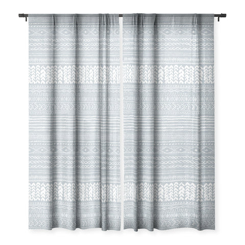 Ninola Design Jersey Wool Garlands Teal Sheer Non Repeat