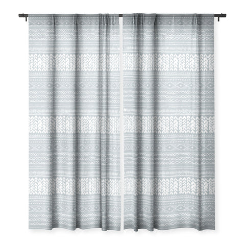 Ninola Design Jersey Wool Garlands Teal Sheer Window Curtain