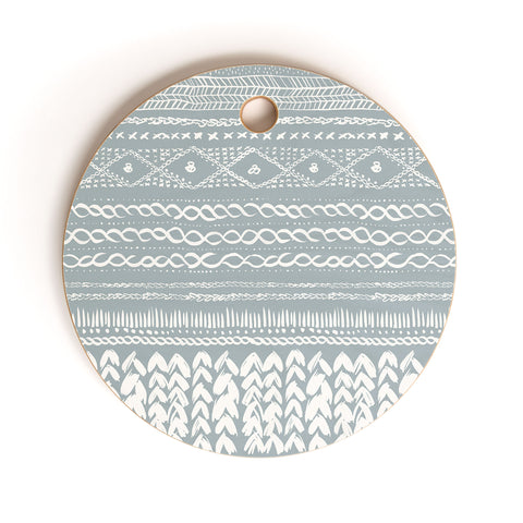 Ninola Design Jersey Wool Garlands Teal Cutting Board Round