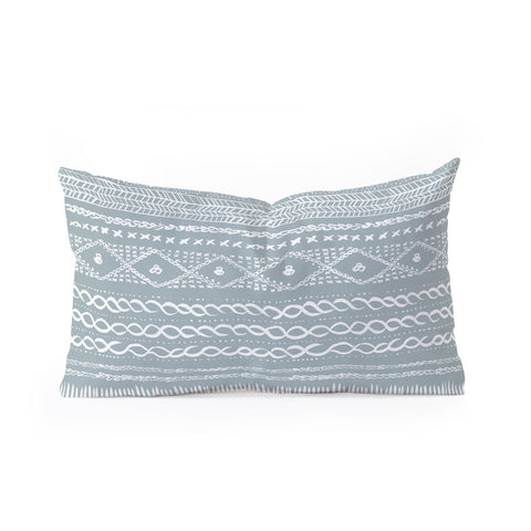 Ninola Design Jersey Wool Garlands Teal Oblong Throw Pillow