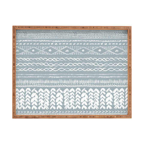 Ninola Design Jersey Wool Garlands Teal Rectangular Tray