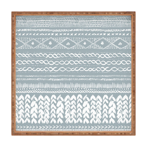 Ninola Design Jersey Wool Garlands Teal Square Tray