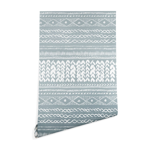 Ninola Design Jersey Wool Garlands Teal Wallpaper