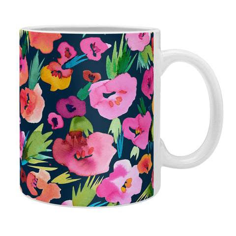 Ninola Design Jungle Tropical Flowers Navy Coffee Mug