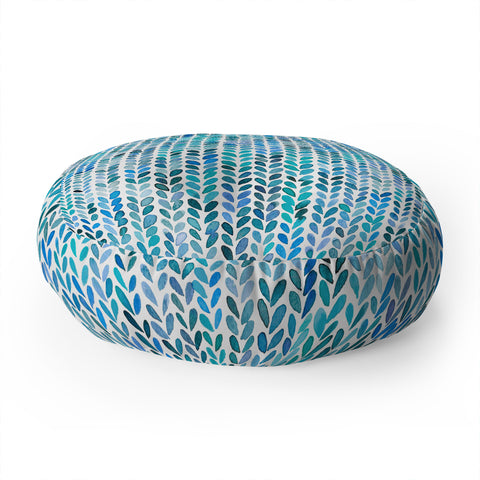 Ninola Design Knit texture Blue Floor Pillow Round