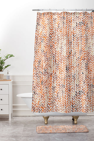 Ninola Design Knit texture Gold Orange Shower Curtain And Mat