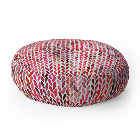 Ninola Design Knitting texture Christmas Red Floor Pillow Round