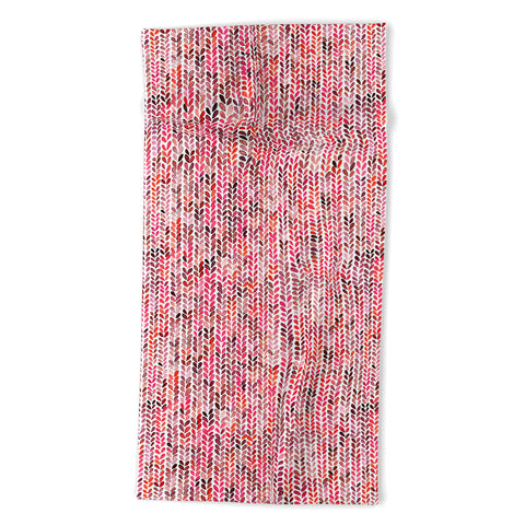 Ninola Design Knitting texture Christmas Red Beach Towel