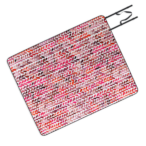 Ninola Design Knitting texture Christmas Red Picnic Blanket