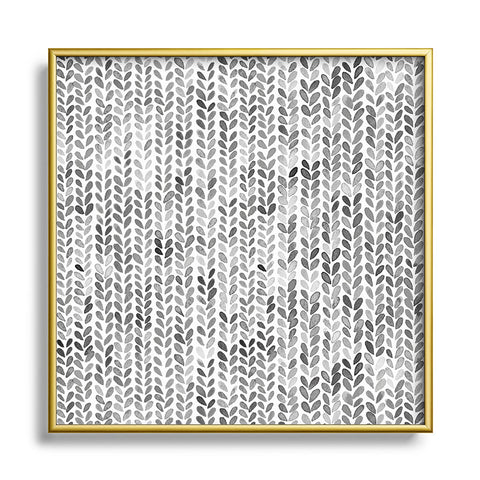 Ninola Design Knitting Texture Wool Winter Gray Metal Square Framed Art Print