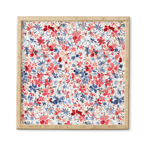 Ninola Design Liberty Colorful Petals Red and Blue Framed Wall Art