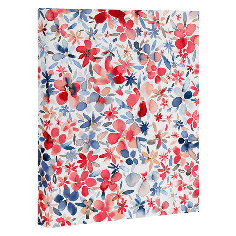 Ninola Design Liberty Colorful Petals Red and Blue Art Canvas