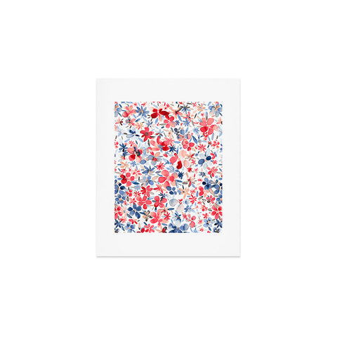 Ninola Design Liberty Colorful Petals Red and Blue Art Print