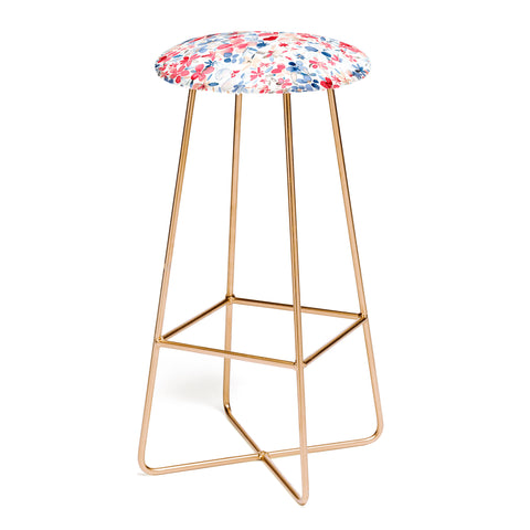 Ninola Design Liberty Colorful Petals Red and Blue Bar Stool