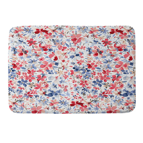 Ninola Design Liberty Colorful Petals Red and Blue Memory Foam Bath Mat
