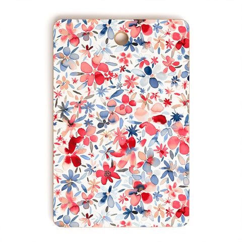Ninola Design Liberty Colorful Petals Red and Blue Cutting Board Rectangle