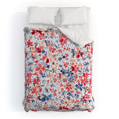 Ninola Design Liberty Colorful Petals Red and Blue Duvet Cover
