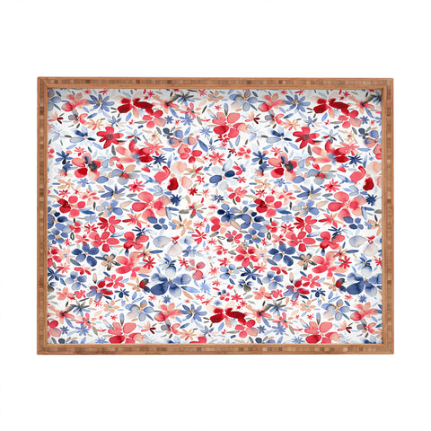 Ninola Design Liberty Colorful Petals Red and Blue Rectangular Tray