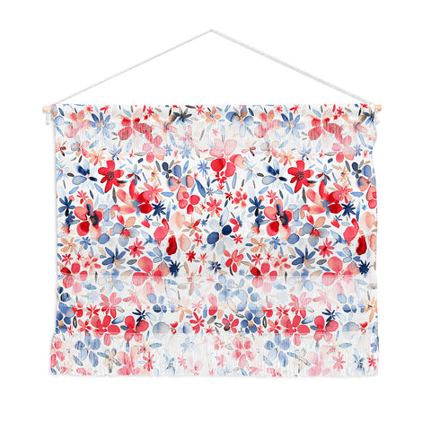 Ninola Design Liberty Colorful Petals Red and Blue Wall Hanging Landscape