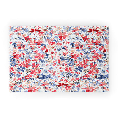 Ninola Design Liberty Colorful Petals Red and Blue Welcome Mat