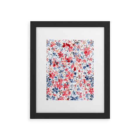 Ninola Design Liberty Colorful Petals Red and Blue Framed Art Print