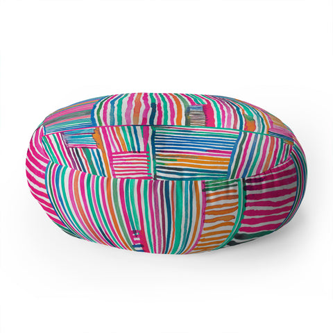 Ninola Design Linear meditation pink Floor Pillow Round