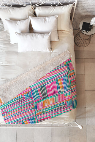 Ninola Design Linear meditation pink Fleece Throw Blanket