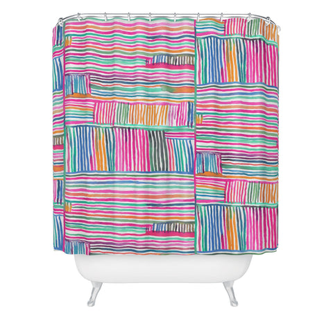 Ninola Design Linear meditation pink Shower Curtain
