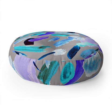 Ninola Design Lipstick Painting Traces Blue Floor Pillow Round