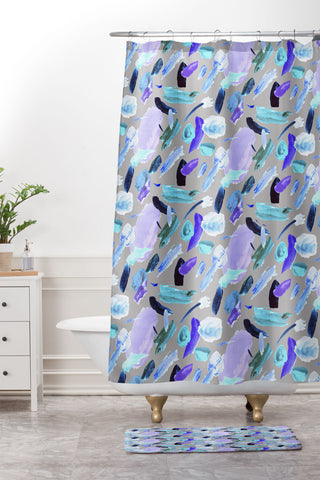 Ninola Design Lipstick Painting Traces Blue Shower Curtain And Mat
