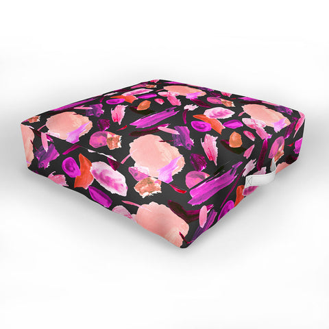 Ninola Design Lipstick Painting Traces Pink Outdoor Floor Cushion
