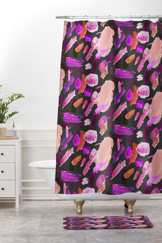 Ninola Design Lipstick Painting Traces Pink Shower Curtain And Mat