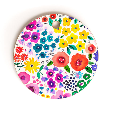 Ninola Design Little artful flowers Multi Cutting Board Round
