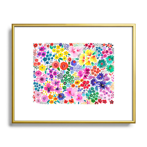 Ninola Design Little artful flowers Multi Metal Framed Art Print