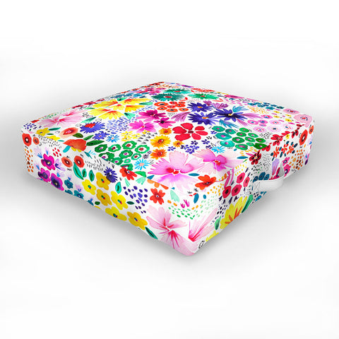 Ninola Design Little artful flowers Multi Outdoor Floor Cushion