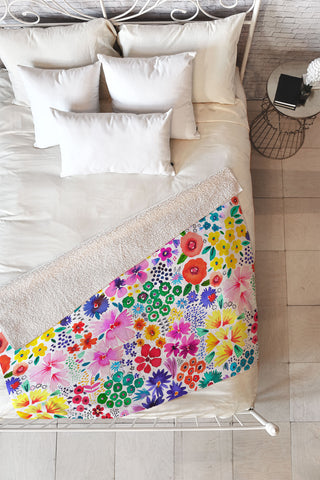 Ninola Design Little artful flowers Multi Fleece Throw Blanket