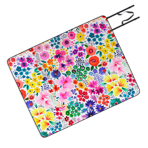 Ninola Design Little artful flowers Multi Picnic Blanket