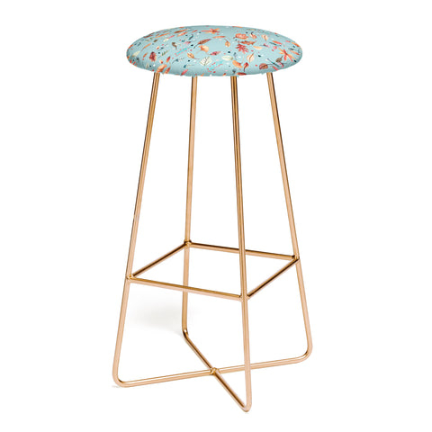 Ninola Design Little Autumn Leaves Blue Bar Stool
