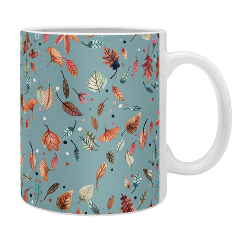 Ninola Design Little Autumn Leaves Blue Coffee Mug