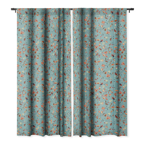 Ninola Design Little Autumn Leaves Blue Blackout Non Repeat